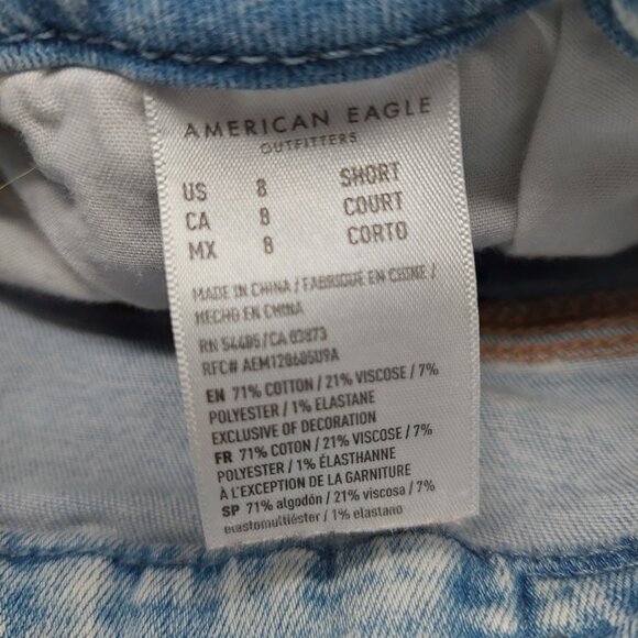 American Eagle Womens Size 8 Short Blue Jeans Distressed Next Level Stretch - Picture 4 of 8